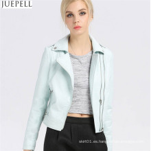 Chaqueta corta de cuero de la PU de las mujeres Chaqueta de la carpeta de cuero de la PU de otoño Bubble mujeres